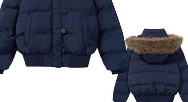 Winterjacke für Mädchen mit abnehmbarer Kunstpelzkapuze – Warmer und stylischer kurzer Puffermantel (Marineblau, ab 8 Jahren, ab 140 cm)_voghion.com