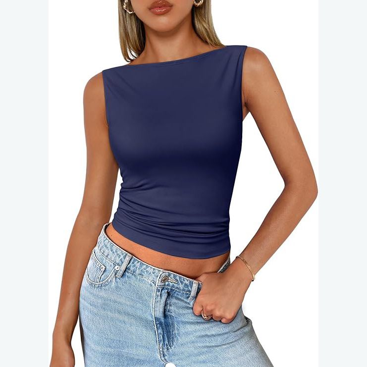 Vêtements pour femmes, pulls, bretelles, sans manches, vêtements d'extérieur, col carré, gilet, vêtements d'intérieur féminins, haut Dopamine_voghion.com
