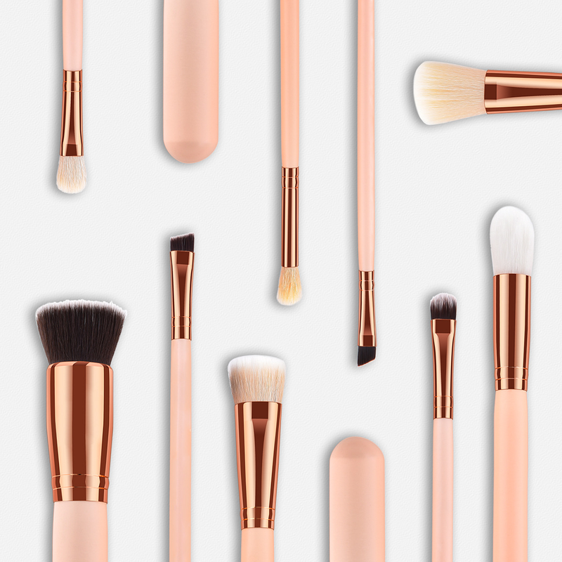 9 Stück Make-up-Pinsel, Beauty-Tools, großer flacher Kopf, Lidschattenpinsel, Hautfarbe, Holzgriff, Set, Make-up GUJHUI_voghion.com