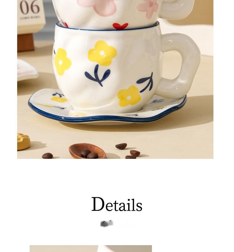Ins Style Ceramic Coffee Pinched Hand Painted Irregular And Saucer High Aesthetic Breakfast Cup_voghion.com