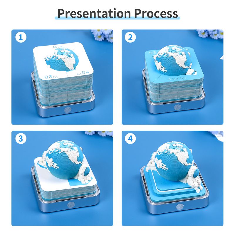 Erde 2024 Omoshiroi Notizblock Block Schreibtischkalender 3D Memo Pad 232Blätter Süßes Notizpapier Desktop Dekor Neuheit Geschenk_voghion.com