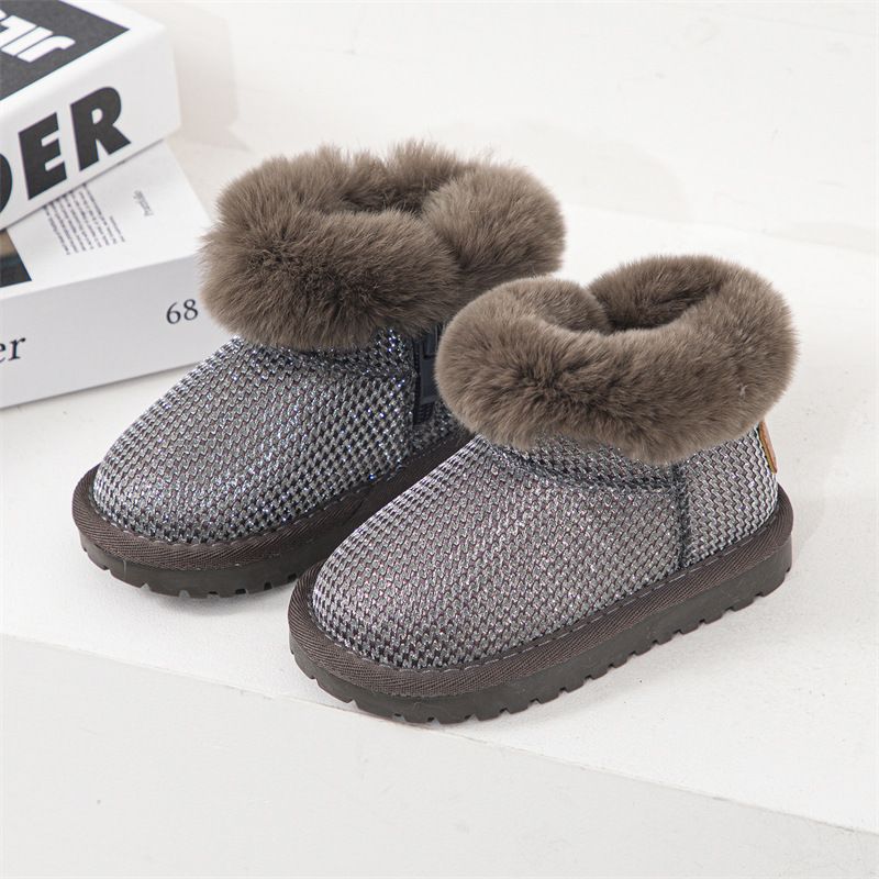 Kinder Schuhe Winter Mädchen Pelzigen Schnee Stiefel Prinzessin Dicke Warme Baumwolle Stiefel_voghion.com