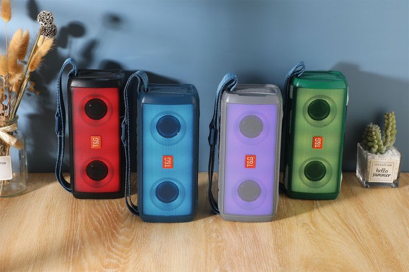 Nuevo Altavoz Bluetooth TG345 para exteriores, luz LED colorida, Radio, tarjeta de inserción, caja, transmisión, Subwoofer_voghion.com