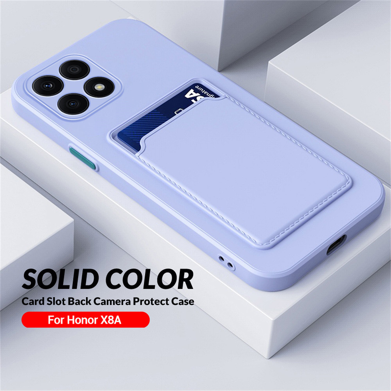 Miękki silikonowy portfel na karty tylna obudowa dla Honor X8A 4G 6.7 "CRT LX1 LX2 LX3 Xonor X8A HonorX8A kamera odporna na wstrząsy pokrywa Coque Capas_voghion.com