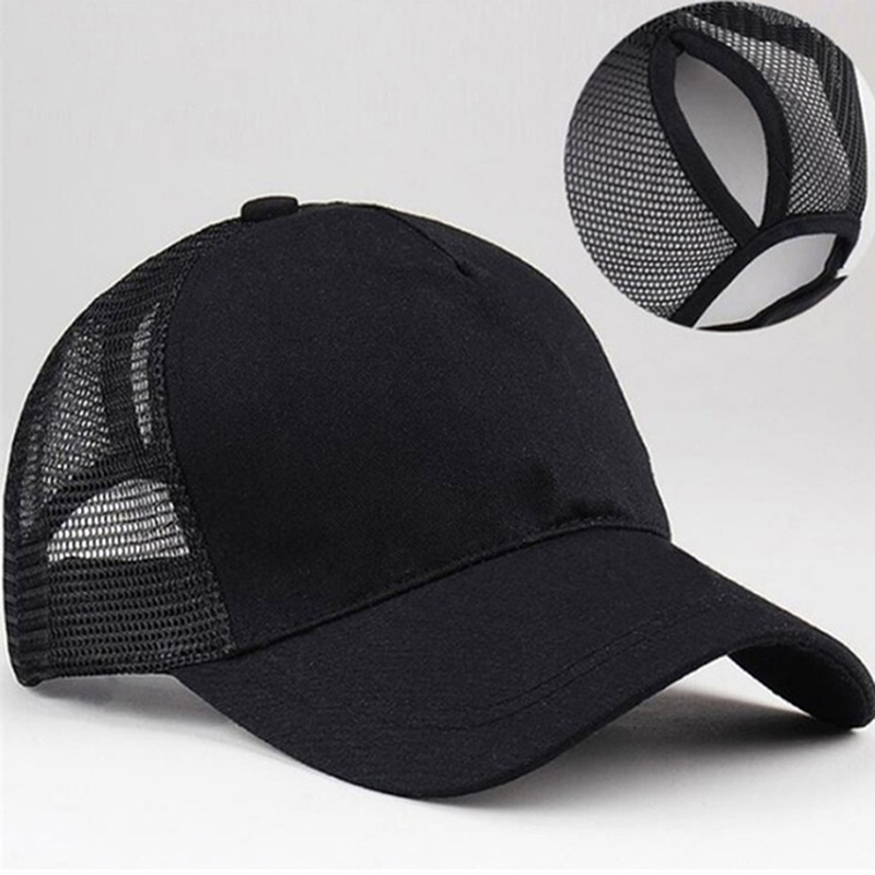 2023 New Ponytail Baseball Cap Summer Women's Adjustable Black Hat Messy Cap Casual Cotton Girl Snapback Mesh Cap_voghion.com