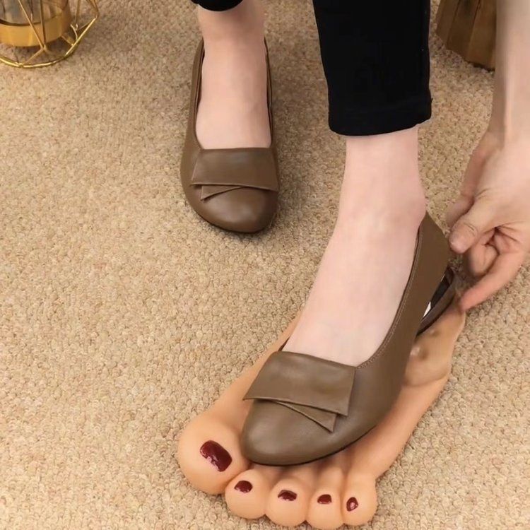 Chaussures simples peu profondes pour femmes, semelles souples, cuir souple, plates, antidérapantes, petites chaussures en cuir à tête ronde_voghion.com