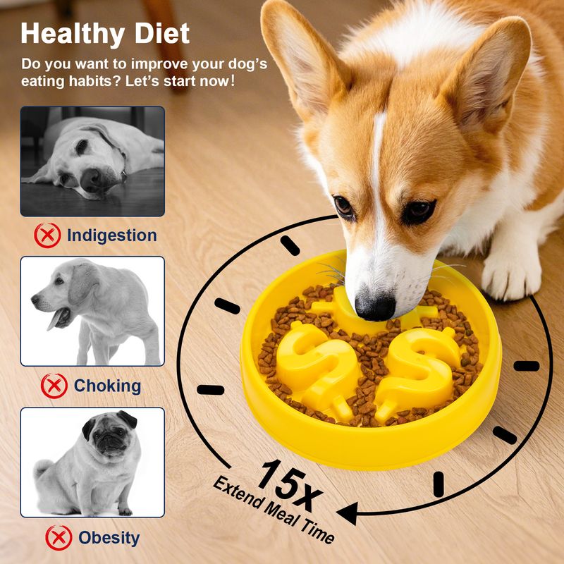Feeding Anti-Slip Anti-Tip For Small Medium Dogs And Cats Anti-Choke Slow Feeder Dog Bowl Pet Supplies_voghion.com