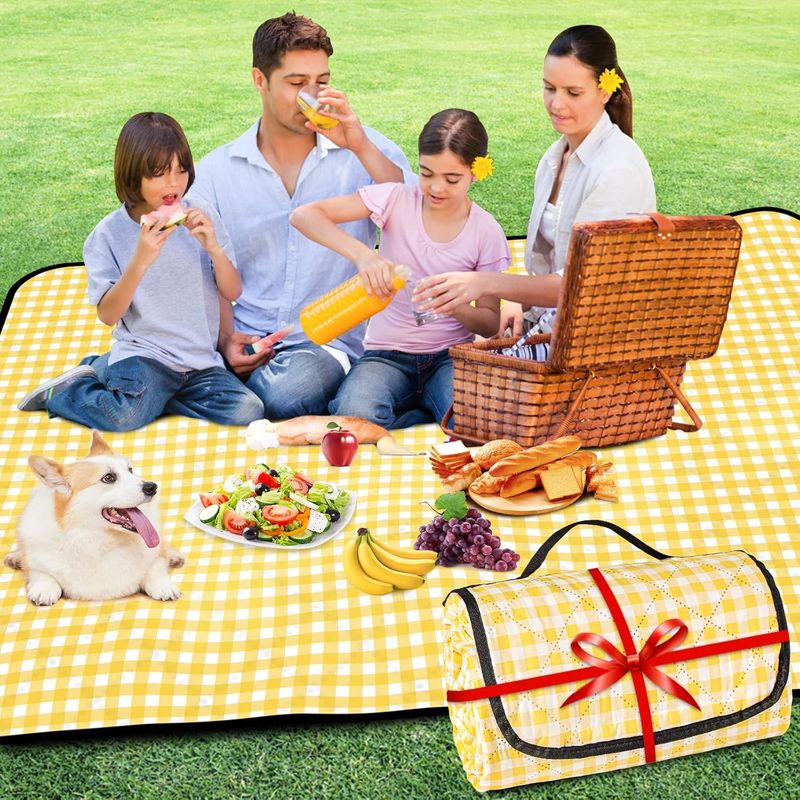 Large Picnic Blanket Waterproof Foldable 203.2cm X 152.4cm ,3 Layer Beach Sandproof, Machine Washable Outdoor Camping_voghion.com