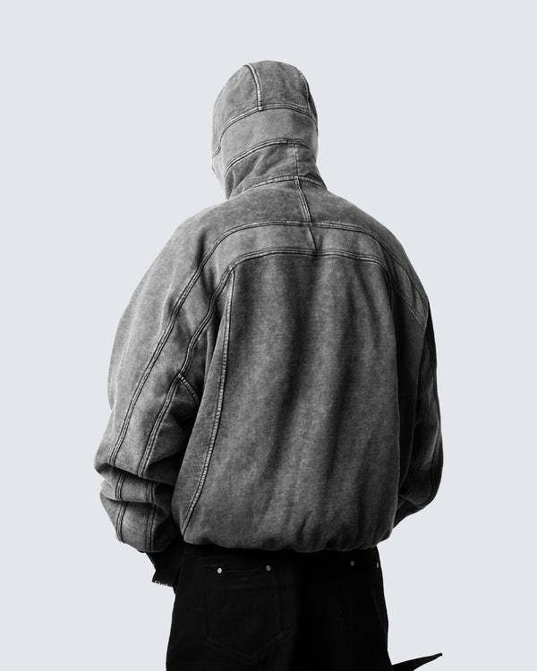 Herren Streetwear Kapuzenpullover mit Reißverschluss Wintermode Hip Hop Oversize Pullover mit geripptem Saum_voghion.com