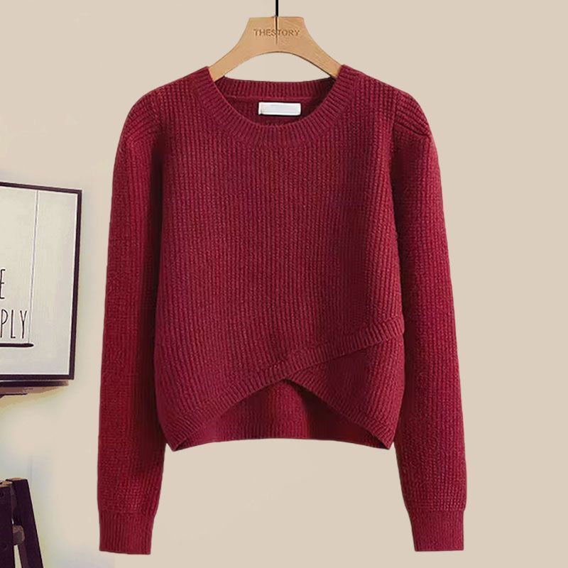 Ensemble en tricot inspiré de Petite Audrey – Ensemble pull slim et jupe midi_voghion.com