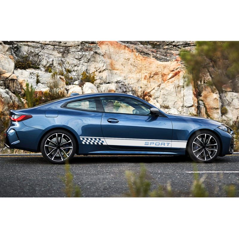 Klistermærke til sideskørt med racingstribe på siden af karrosserikarmen, hele bilen, Stretch Pop-klistermærke til taljemodifikation_voghion.com