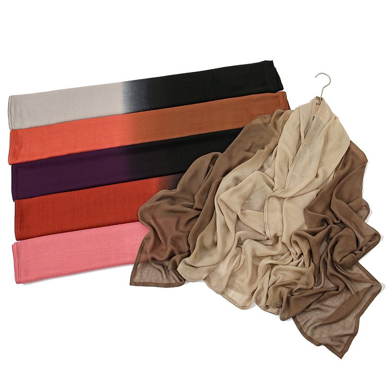 Sciarpe da donna, stile retrò letterario, colore sfumato, a tesa larga, sciarpa lunga in rayon, leggera protezione solare, scialle, telo da spiaggia, foulard_voghion.com