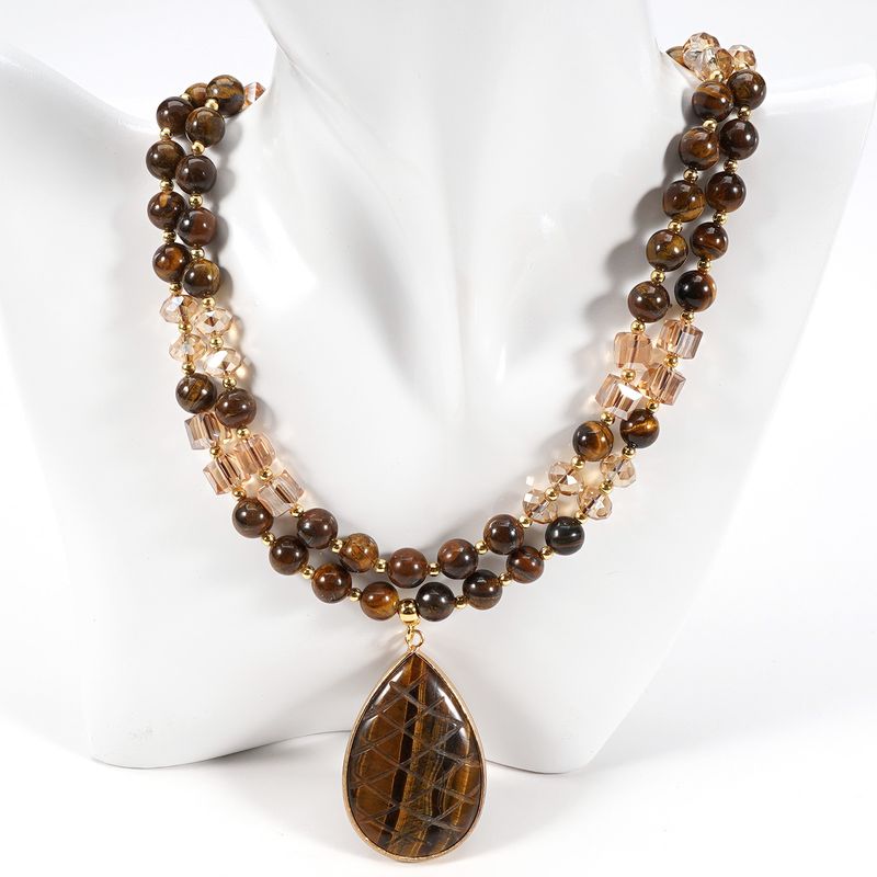 Zuckerwürfel-Kristall, 8 mm, runde Perlen, Tigerauge-Stein, Ted-Stein, natürlicher Halbedelstein, Pullover-Kette, Halskette, handgefertigt_voghion.com