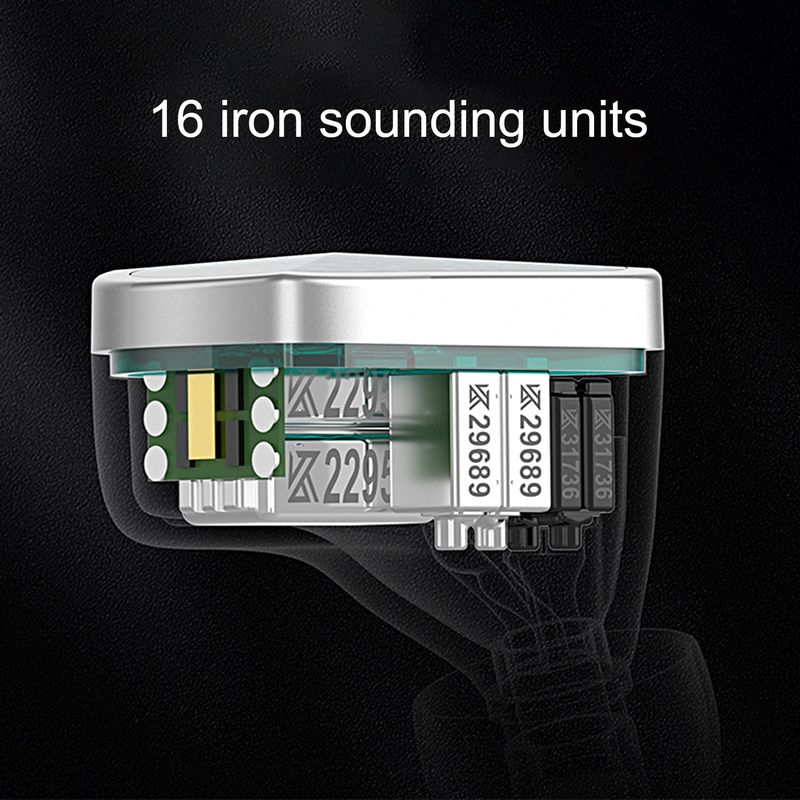 Fidelity KZ-AS16 Pro Fone de ouvido ergonômico de alta definição de 3,5 mm para chamadas Fone de ouvido com fio HD compatível com armadura balanceada para jogos_voghion.com