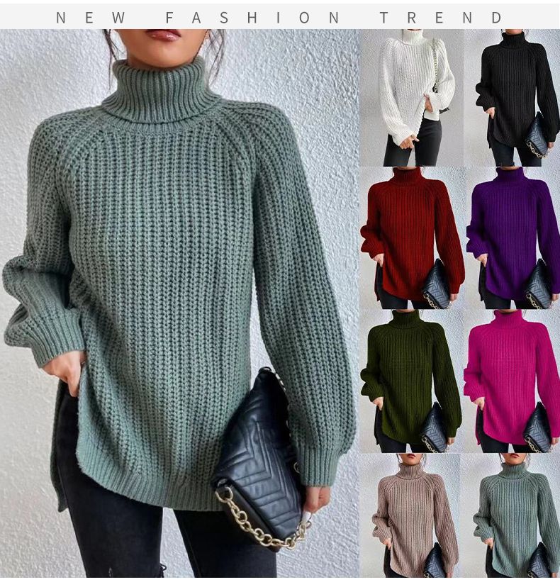 "Weicher Rollkragenpullover für Damen, Langarm, Pullover, bequem, Winter, Strick, lässig, elegant, lockere Passform"_voghion.com
