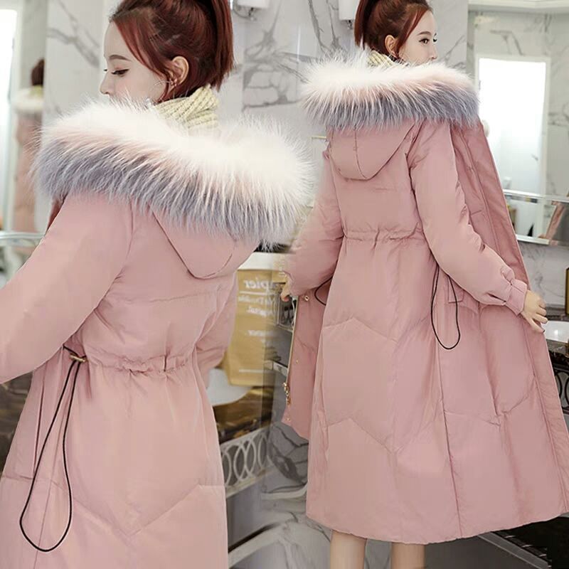 2025 Hiver Nouveau Extra Large Col Vers Le Bas Femmes Genou Long Sur Coréen Épaissie Taille Wrap_voghion.com