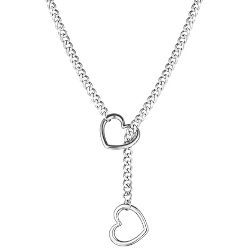 Heart-shaped Ring Sliding Chain Necklace For Women Handmade Punk Style Personality High-end Feel Yiwu Jewelry_voghion.com