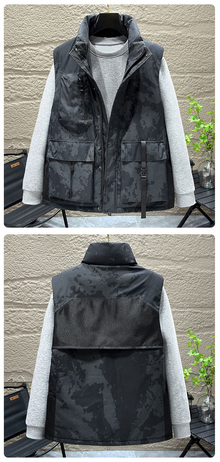 Herren Arbeitskleidung Baumwollweste Winter Warm Multi-Pocket Casual Streetwear Unisex Ärmellose Jacke_voghion.com