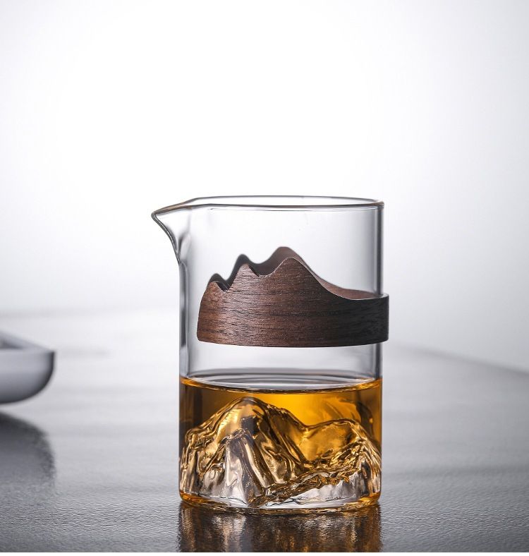 Walnut Chip Heat-resistant Glass Fair Kung Fu Set, Sea, Mountain View, Public Cup, Large Tea Divider, Even Cup_voghion.com