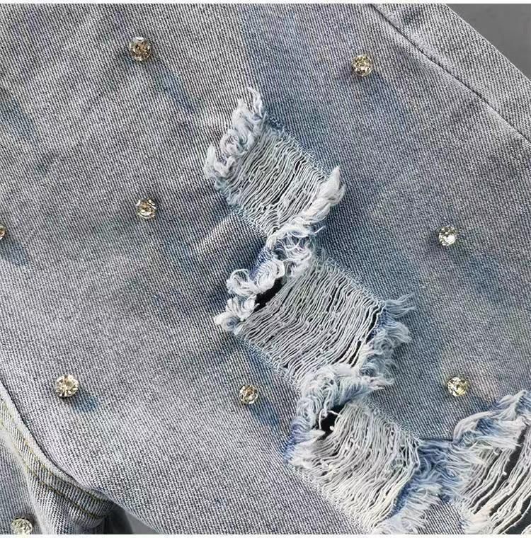 Dameskleding gescheurde denim jeans hoge taille slanke zware losse slanke vijfpunts jeans_voghion.com
