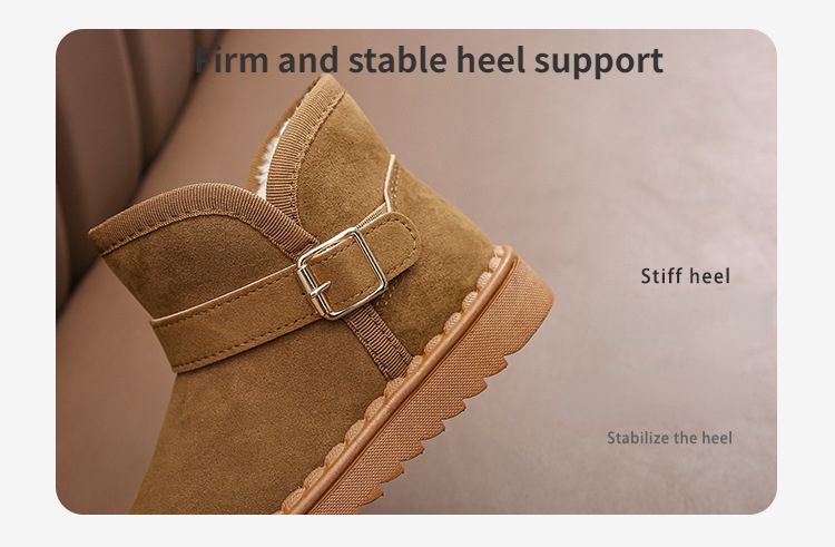 Bottes courtes épaisses en peluche pour enfants, chaussures chaudes à semelles souples en coton, bottes d'hiver pour filles, 2024_voghion.com