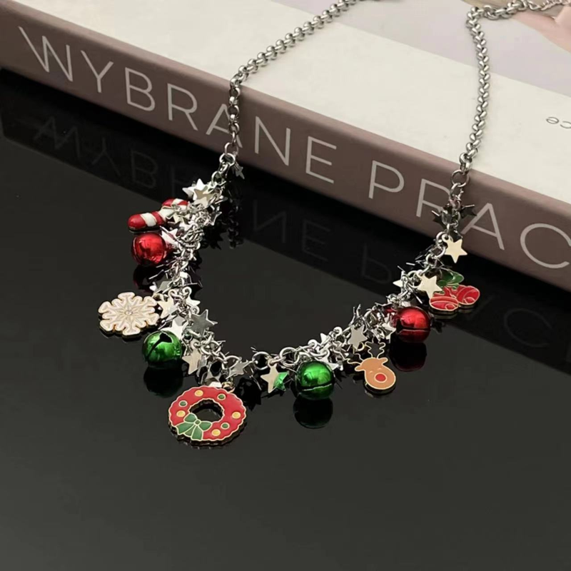 Designer Elements Sweet Colorful Christmas Necklace Feminine Style Light Luxury Design Sense Fashion Versatile Neckchain Collar Chain_voghion.com