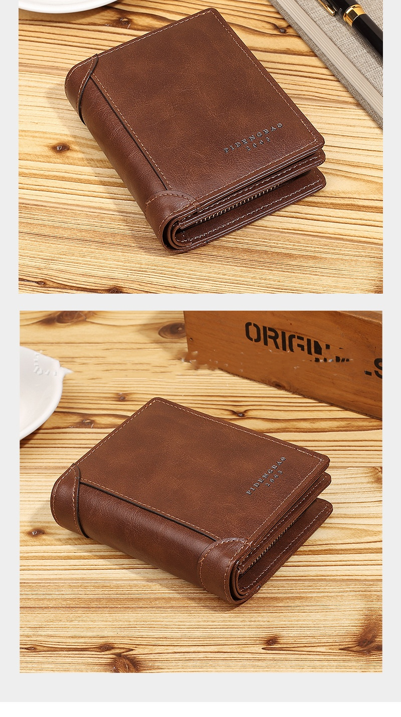 New Retro Men's Wallet Business Short Multi-slot Zipper Coin Wallet Men's Wallet_voghion.com