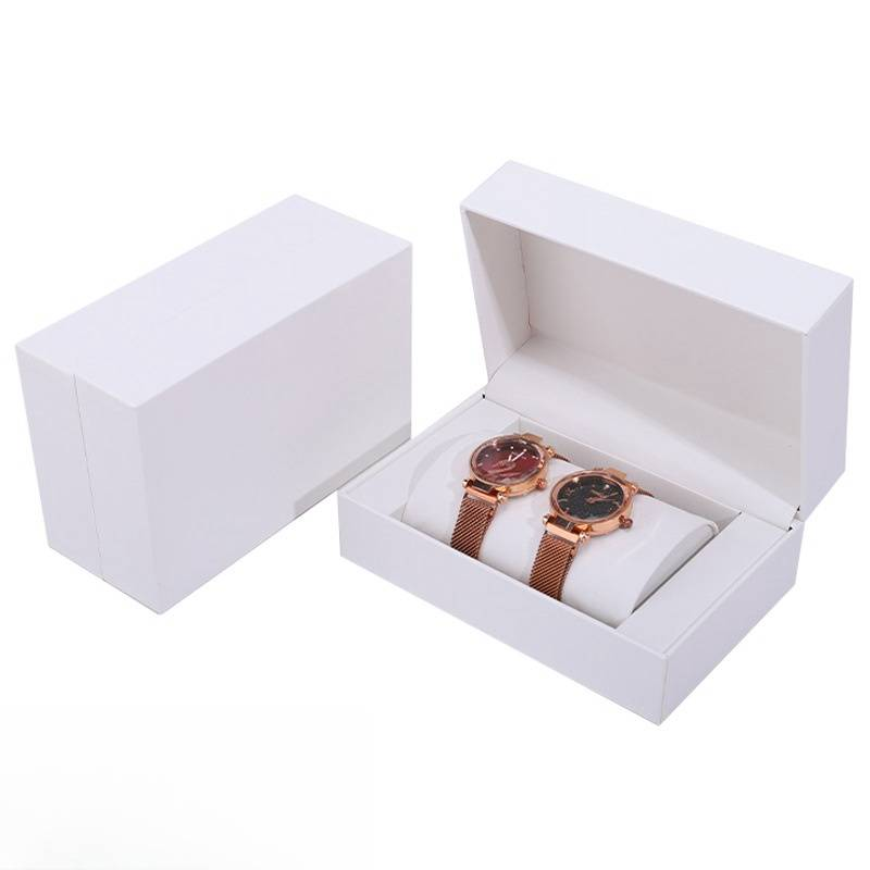 Clamshell PU Watch Lovers Watch Colar Anel Brincos Conjunto Longo Caixa de Relógio de Jóias_voghion.com