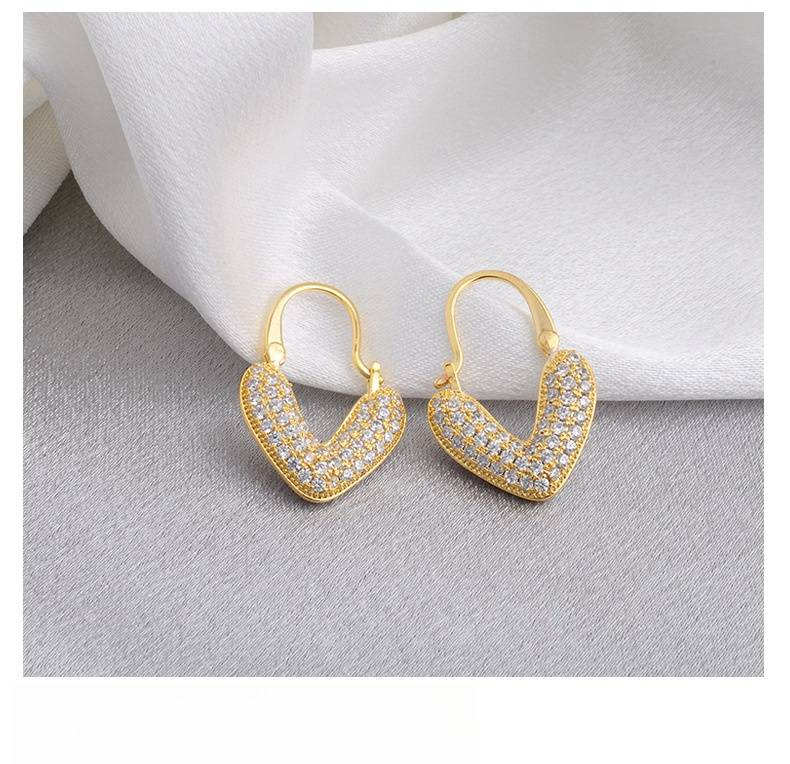Orecchini da donna versatili con gancio per orecchini a forma di cuore con strass, alla moda e di lusso_voghion.com