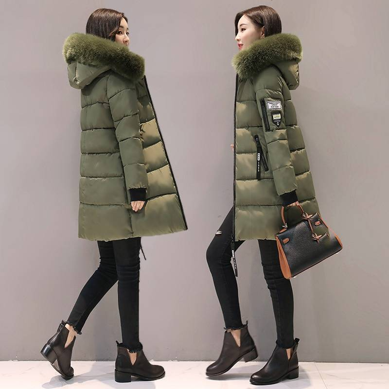 Women's Clothing fashion mid length cotton coat women large size slim hooded jacket women cotton coat_voghion.com