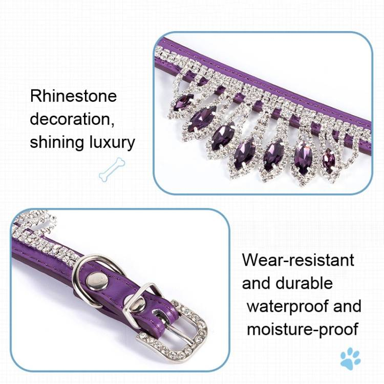 Coleira para animais de estimação com strass e pedras preciosas Coleira para filhotes e gatos_voghion.com