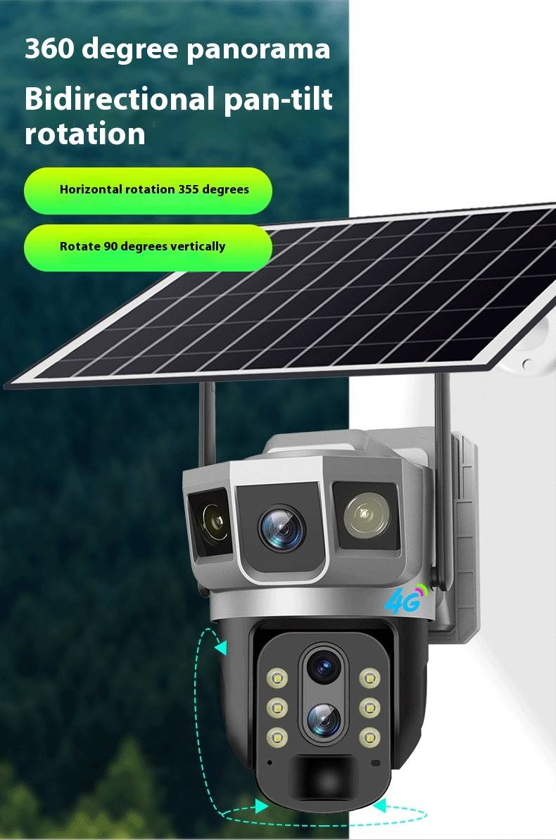 3-in-1 Solar Security Camera - 4G LTE, Waterproof, Night Vision, Outdoor Wireless Monitoring_voghion.com