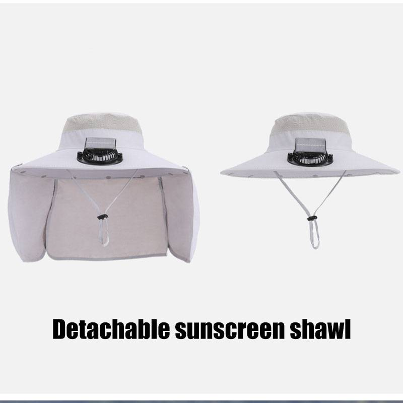 Cappello da pesca e alpinismo, cappello da sole oversize con ventaglio solare, protezione per il collo a scialle, cappello da pescatore con protezione solare_voghion.com
