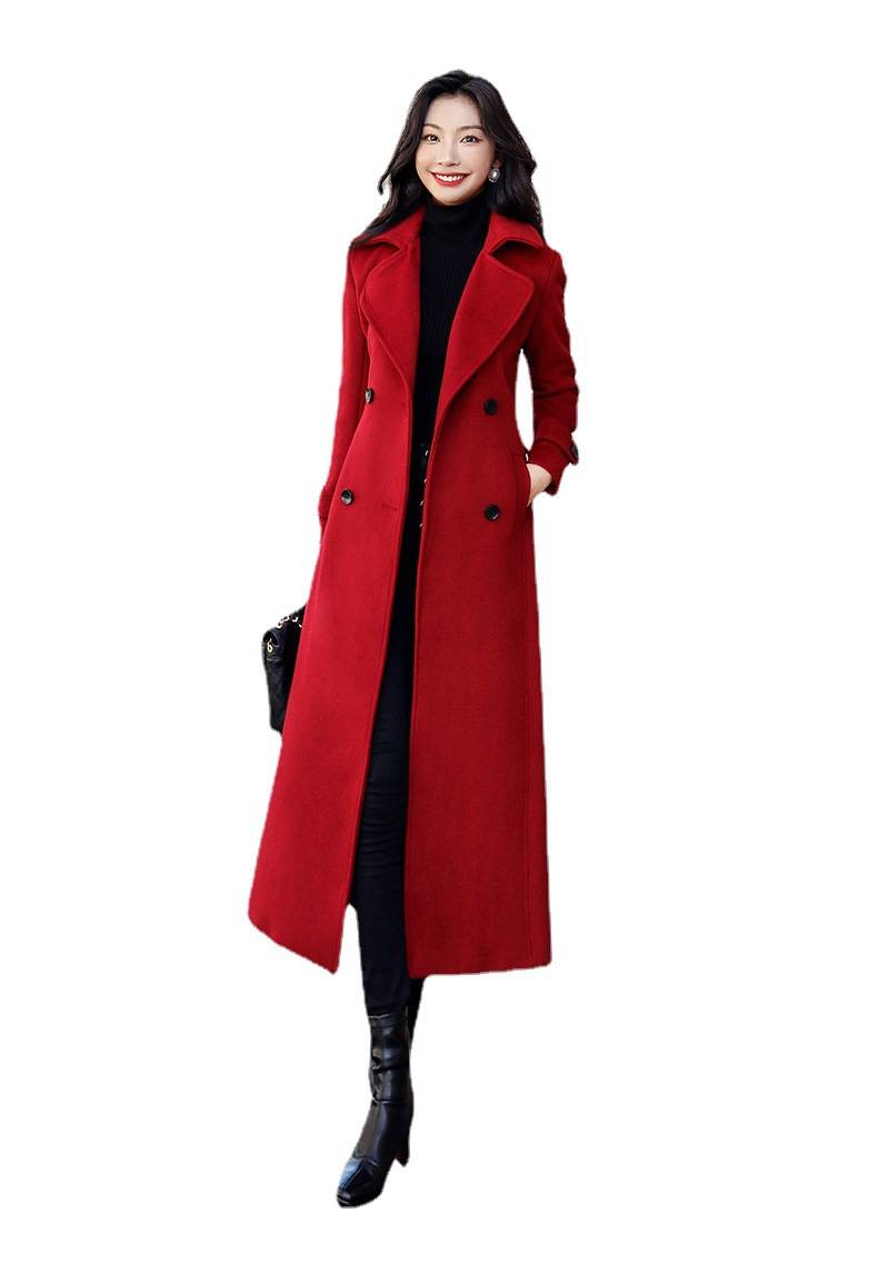Women’s Thick Wool Blend Long Coat – Winter Warm Overcoat With Classic Dragon & Phoenix Embroidery (S-3XL, Black/Red/Khaki)_voghion.com