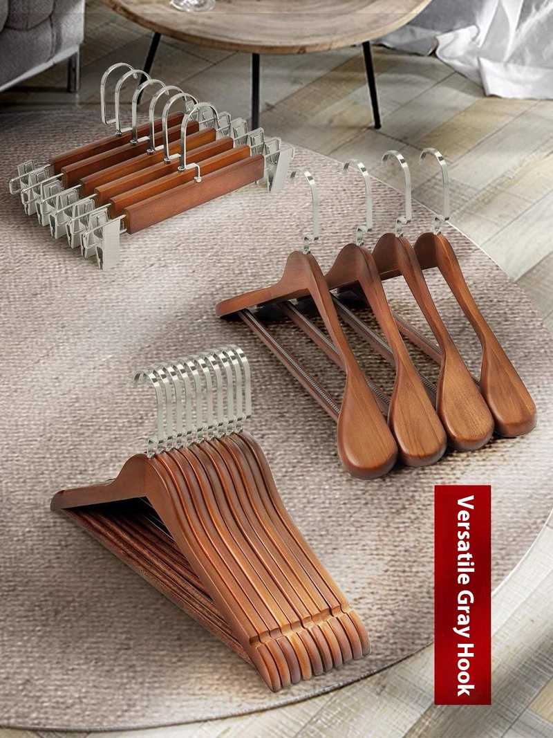 Kleiderbügel aus Holz, Massivholz, rutschfest, nahtlos, für Bekleidungsgeschäfte, Kleiderbügel für Herren und Damen, für Zuhause, Großhandel_voghion.com