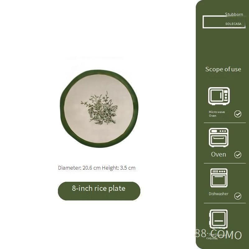 Elegant Ceramic Dinnerware Set - Floral Green Timeless Collection, Microwave Safe Bowl Plate Cup Gift Box For Home Dining_voghion.com