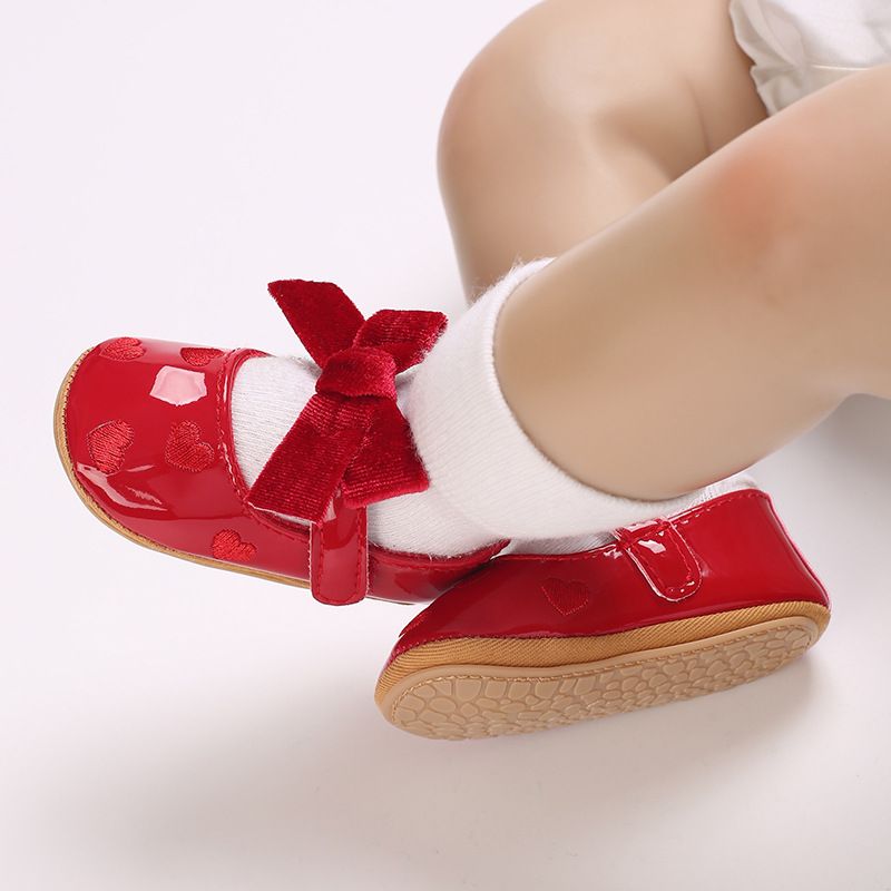 Scarpe per mamma e bambino Primavera e autunno nuove scarpe da principessa per bambina con fiocco antiscivolo con fondo morbido da 0-1 anno_voghion.com