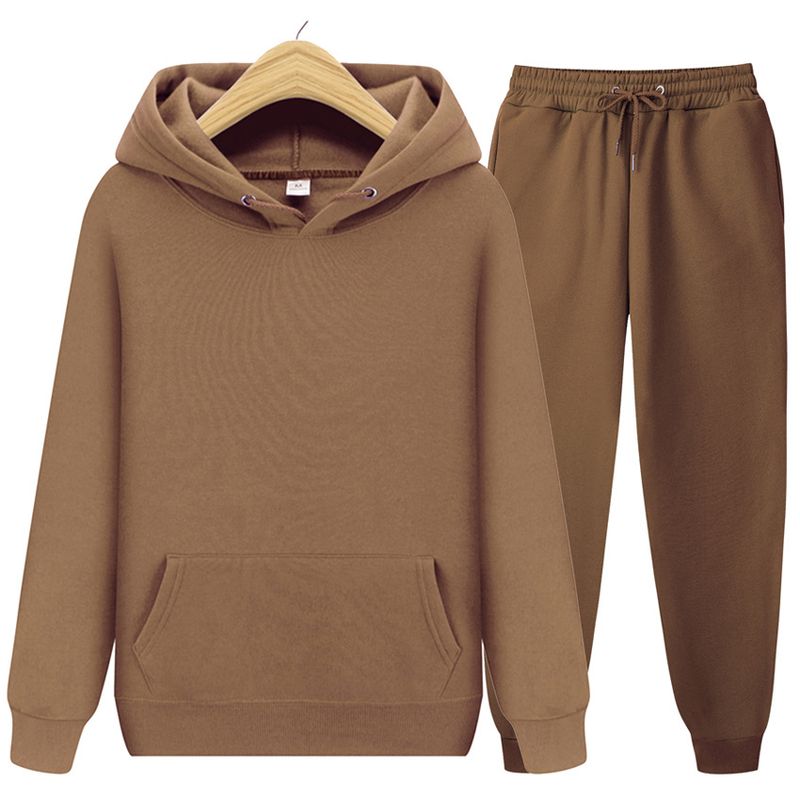Abbigliamento da uomo Set di due pezzi con cappuccio, felpa e pantaloni della tuta, tinta unita_voghion.com