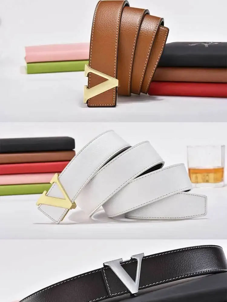 HOT New Fashion Designer Smooth Alloy Letter Buckle Leather Men's and Women's Belts_voghion.com