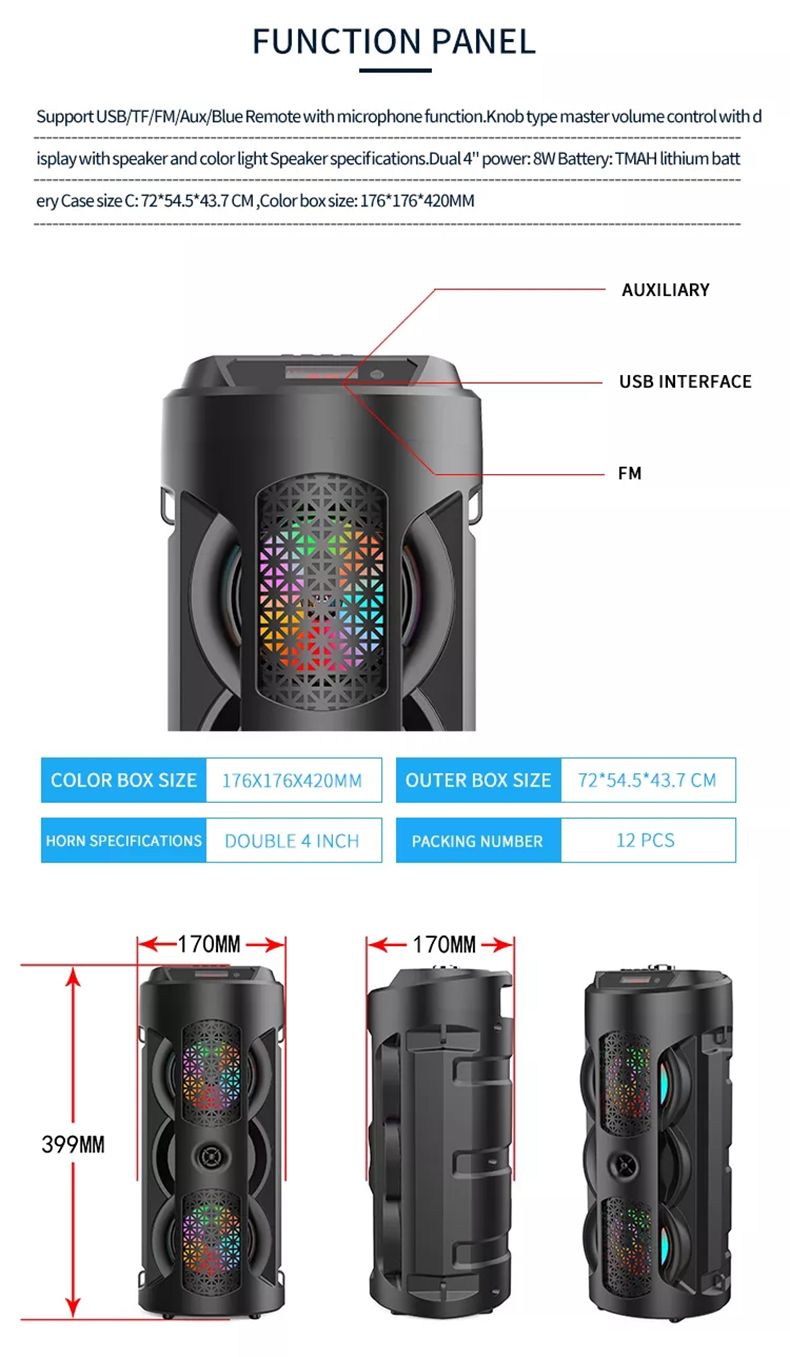 Bluetooth Dual Stereo āra Tfusb atskaņošana Fm balss apraide portatīvais zemfrekvences skaļrunis 50 bezvadu skaļrunis_voghion.com