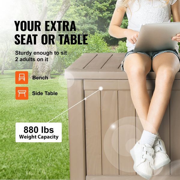 VEVOR Deck Box, 120 Gallon, 56.3' X 26.6' X 23.8' Outdoor Storage Box, Waterproof PP Deckbox With Aluminum Alloy Padlock, For Patio Furniture, Garde_voghion.com