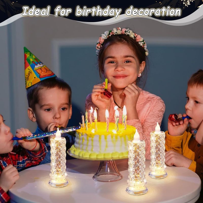 Crystal Candles LED Light Transparent Flameless Battery Power Lantern Night Lamp Wedding Party Birthday Xmas Halloween Decor_voghion.com