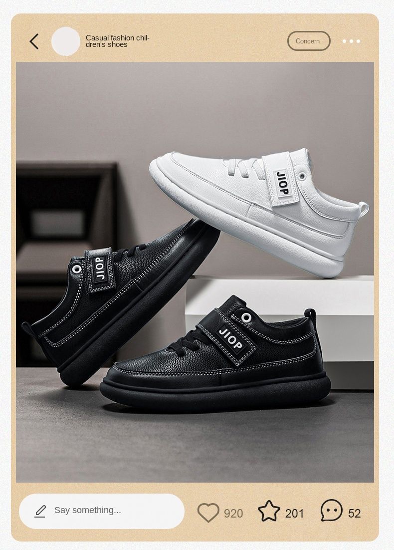 Autunno Nuovo Bambini Microfibra Pelle Sneakers Velcro Scarpe Casual Piatte_voghion.com