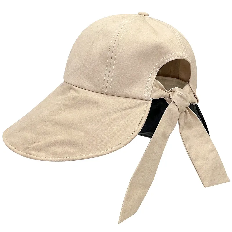 Cappello estivo da donna alla moda per il sole, tesa larga, protezione UV per il collo, cappelli da spiaggia, fiocco, cappelli da pescatore, pieghevoli, coda di cavallo, viaggio, Panama_voghion.com