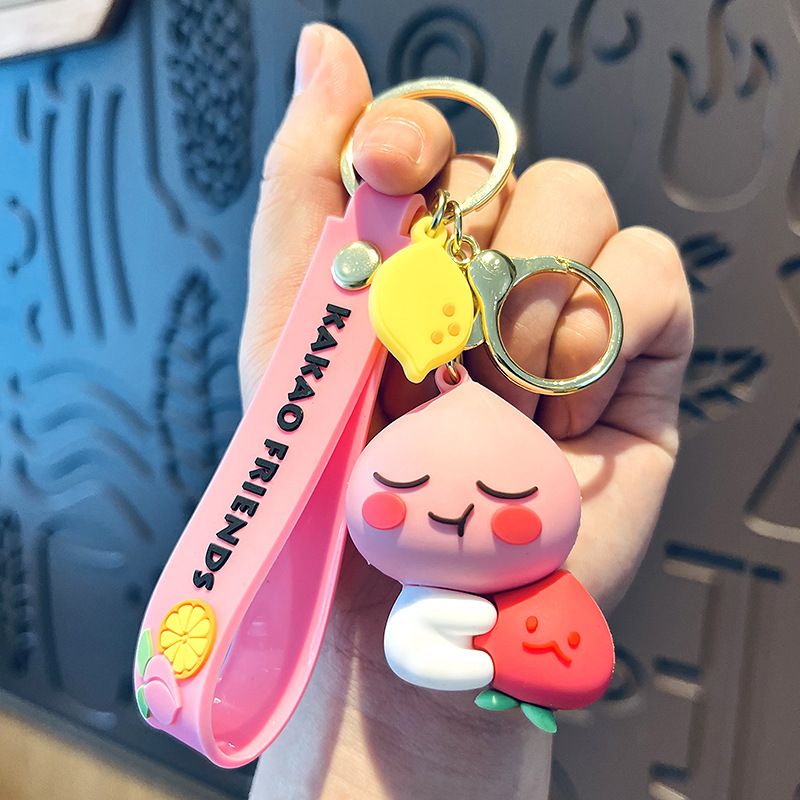 Cartone animato frutta carino scoreggia pesca re portachiavi colla bambola auto borsa ciondolo coppia piccolo regalo_voghion.com