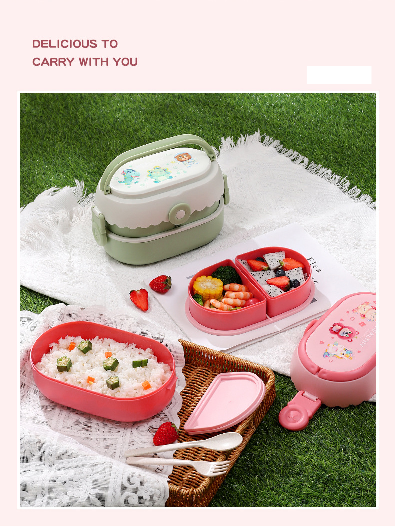Dopamine Lunch Box Student Lunch Box Office worker Double-layer compartment fresh-keeping box Microwave Heating Lunch Box_voghion.com