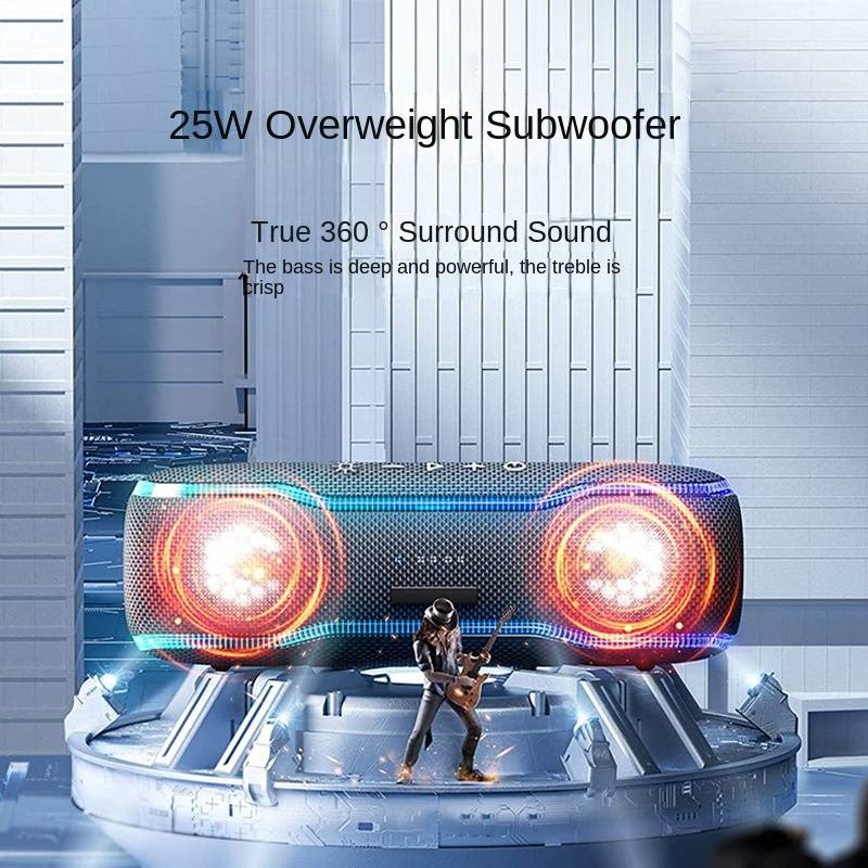 Bärbar Bluetooth-högtalare - IPX7 vattentät med färgglatt blinkande ljus, 25W subwoofer TWS-parning lämplig för utomhusbruk, hemmet, fest, strand, resor_voghion.com