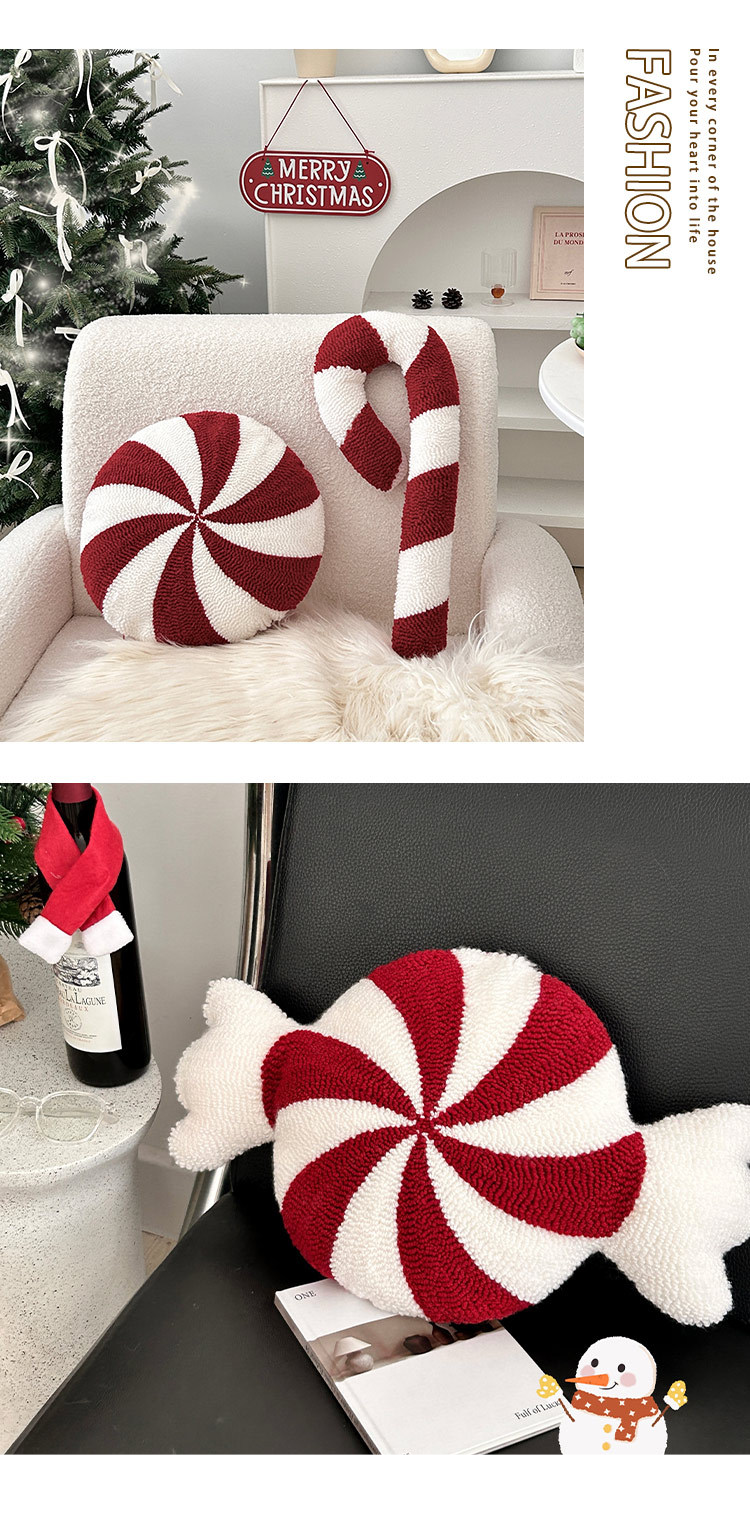 Christmas pillow creative special shaped sofa pillow cushion snowflake candy embroidered pillowcase_voghion.com