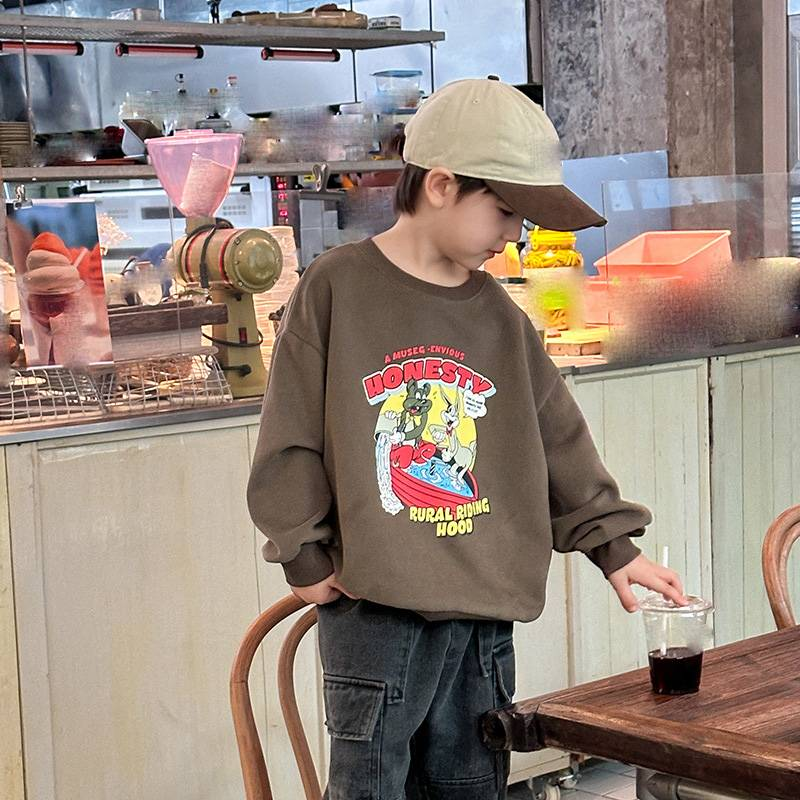 Abbigliamento per bambini piccoli e grandi, felpa con cappuccio e scollo rotondo, modello cartoon carino, primavera_voghion.com