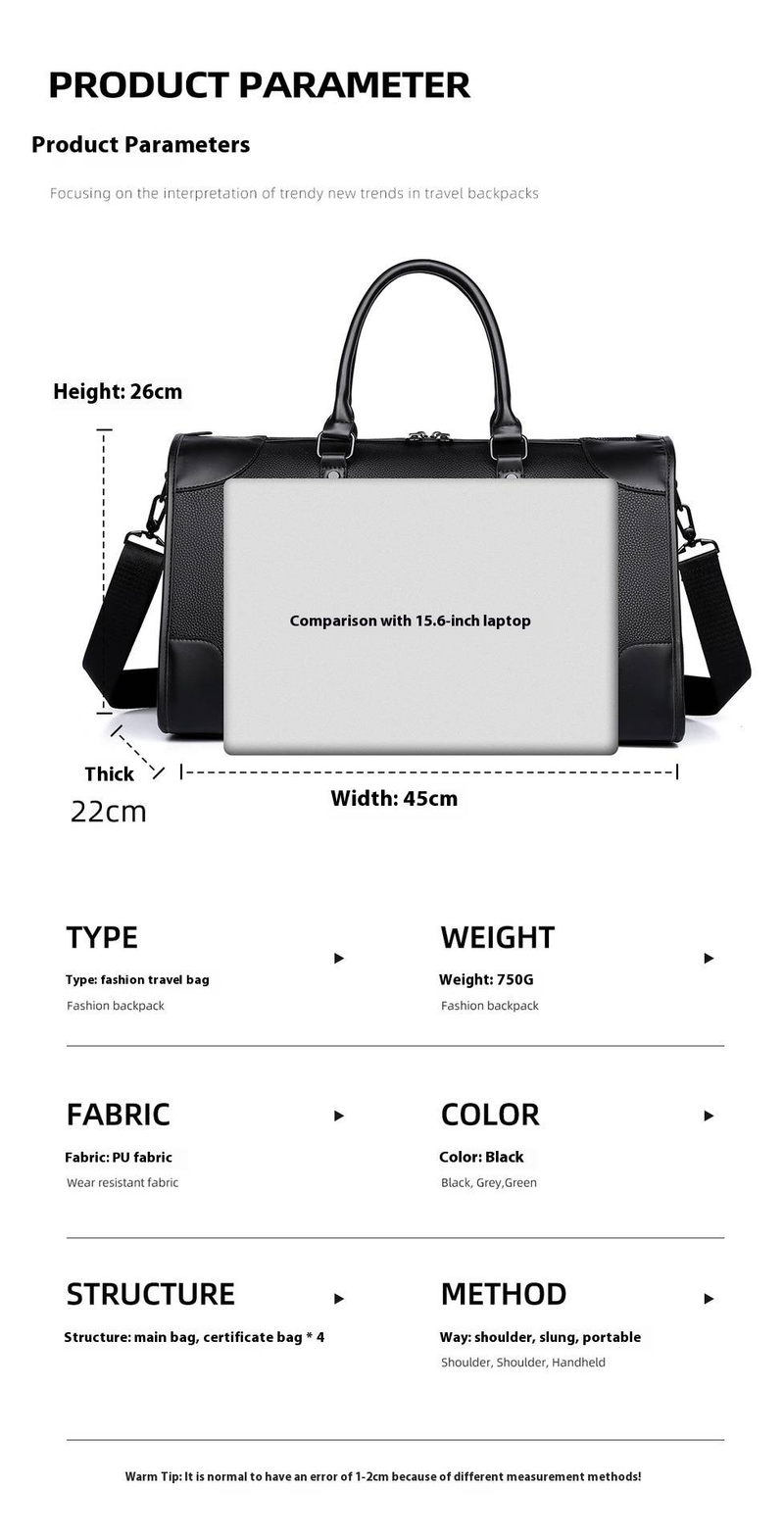 Sac de voyage grande capacité pour homme - Sac de sport pour les déplacements professionnels avec poignée de transport, élégant sac de week-end et de nuit pour les courts trajets_voghion.com